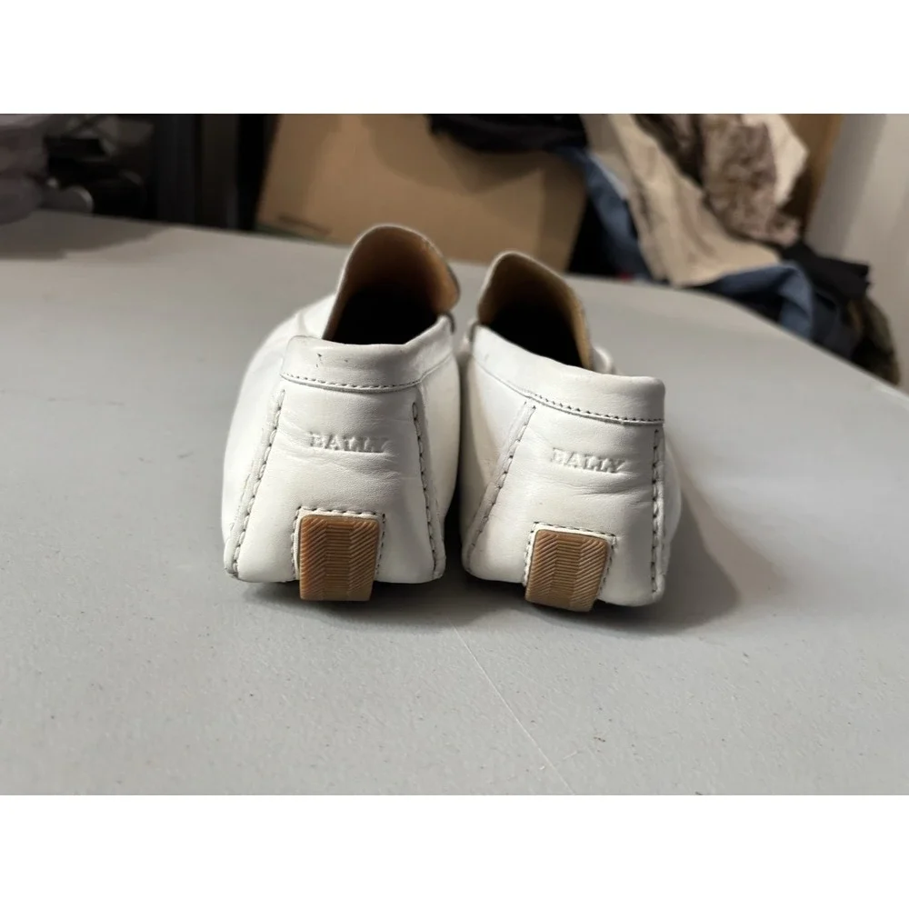 Bally Men's Leather Driving Shoes US9.5 White